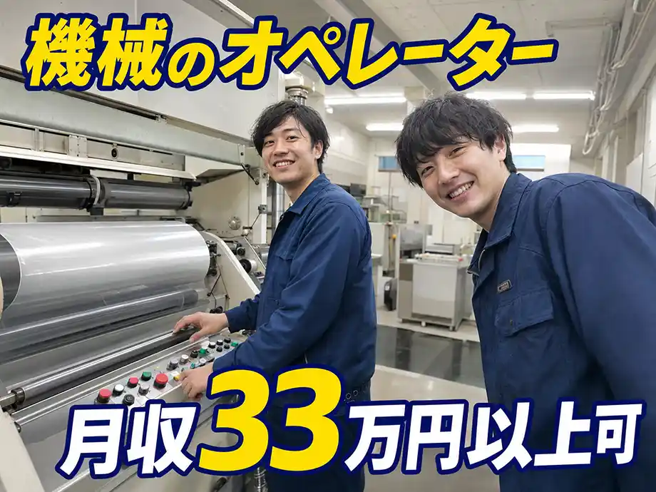 フィルムに糊を塗布する機械のオペレーター/土日祝休み